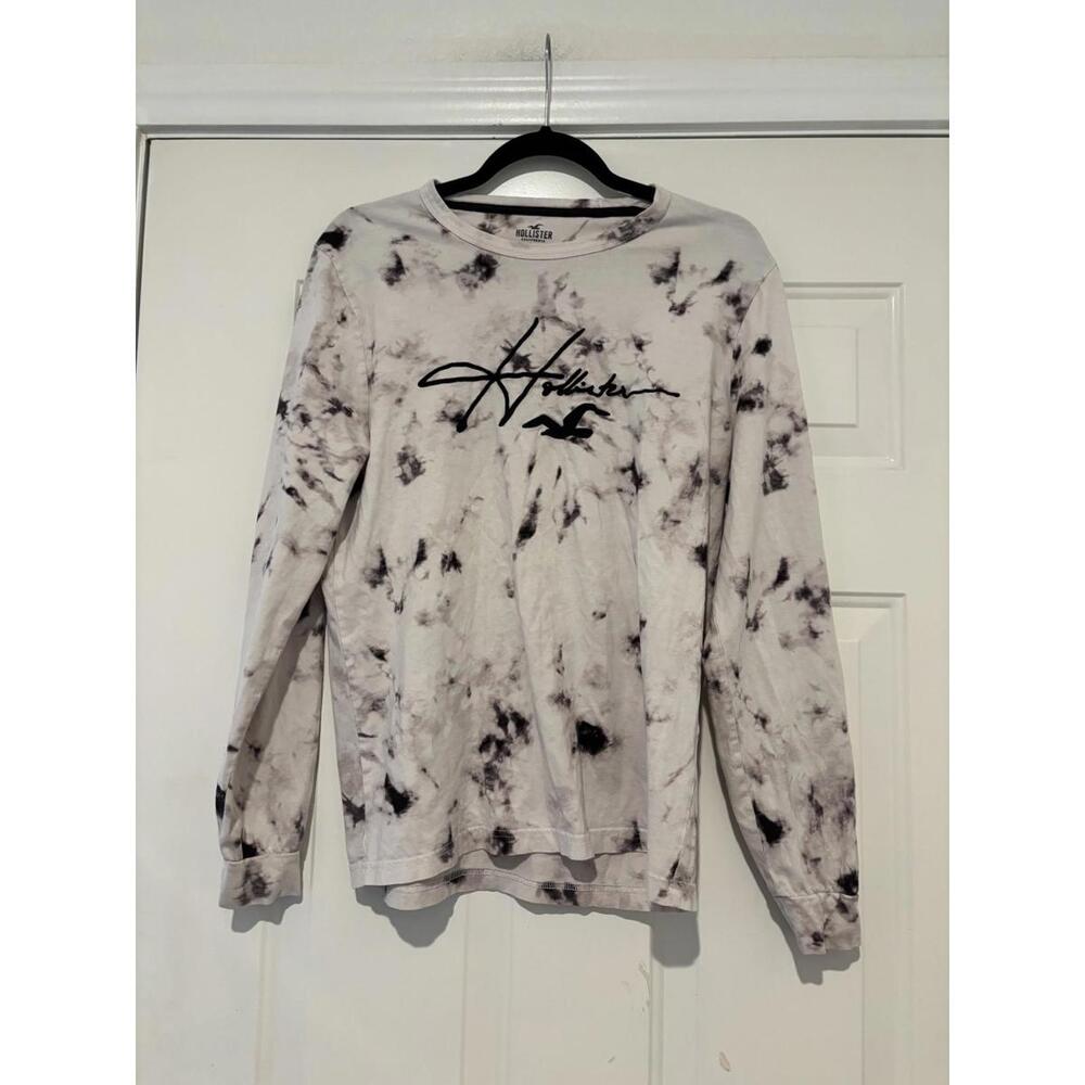 Women's sz M white with black Hollister long sleeve cotton‎ shirt #766